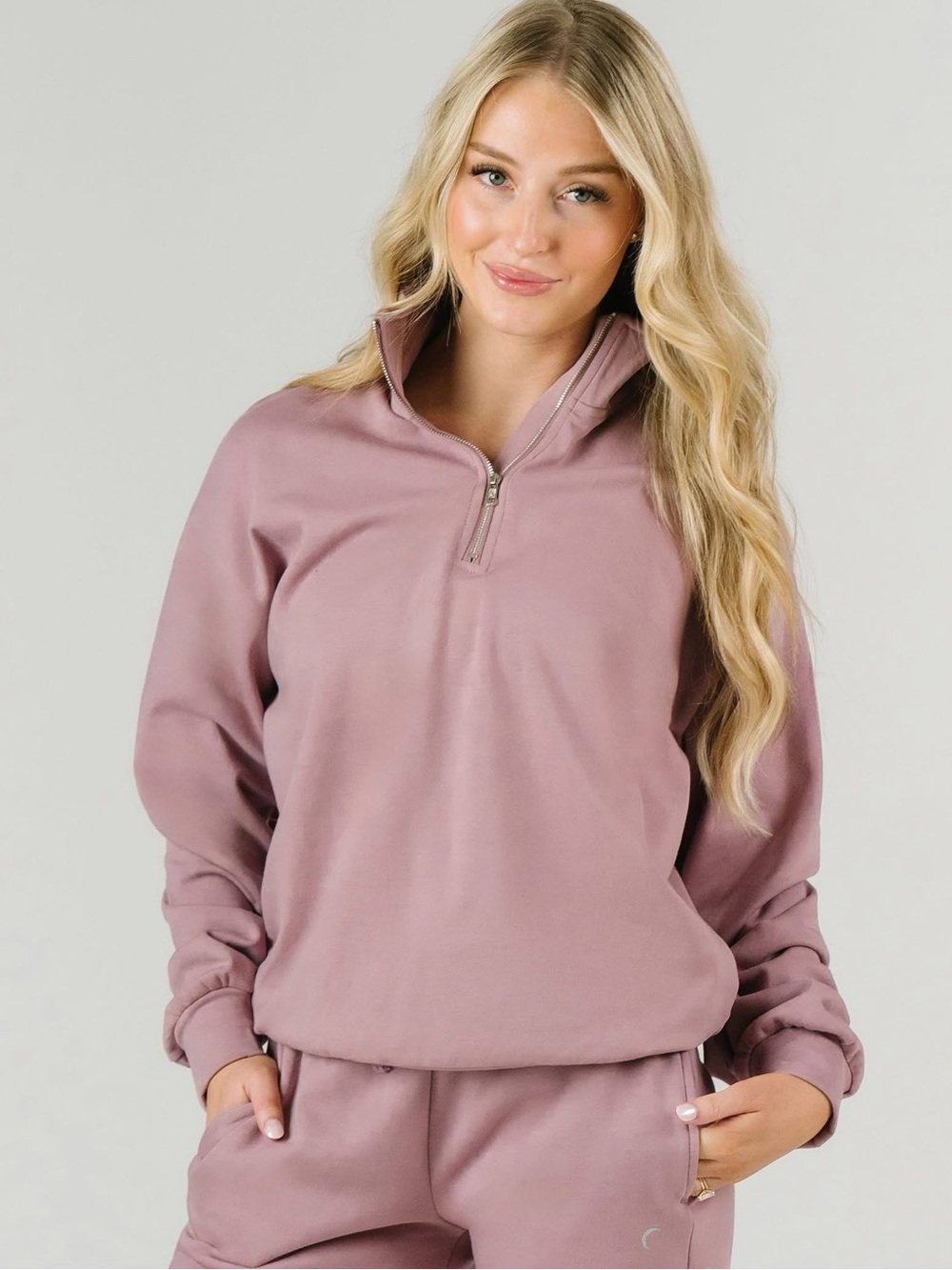 ZYIA Active Mauve Quarter-Zip Sweatshirt - Size XS